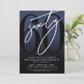 Navy Blue Black 60e verjaardagsfeest Kaart (Staand voorkant)
