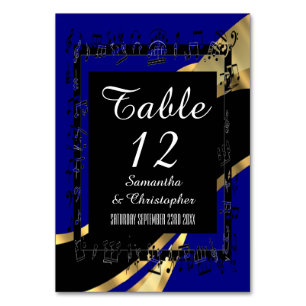 Navy blue, black and gold personalized number kaart