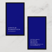 Navy Blue Black Border Verticaal Visitekaartje (Voorkant / Achterkant)