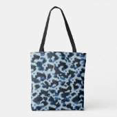Navy Blue Black Camo Abstract Patroon Tote Bag (Achterkant)