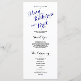 Navy Blue Black Classic Script | Trouwprogramma Programmakaart