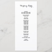 Navy Blue Black Classic Script | Trouwprogramma Programmakaart (Achterkant)