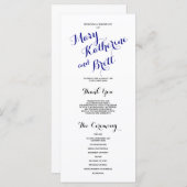 Navy Blue Black Classic Script | Trouwprogramma Programmakaart (Voorkant / Achterkant)