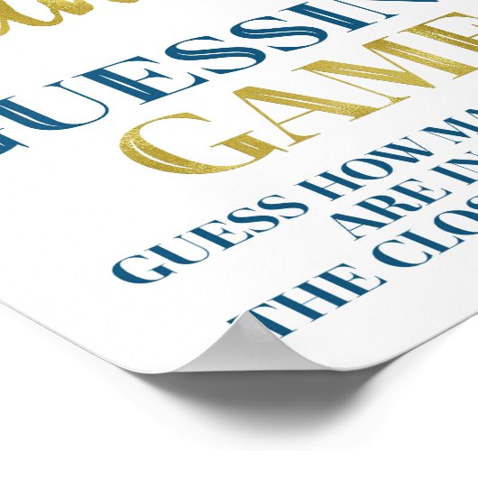 Navy Blue Black Confetti Snoep Game Sign Poster (Hoek)