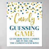 Navy Blue Black Confetti Snoep Game Sign Poster (Voorkant)