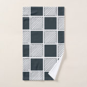 Navy Blue Black en White Checkerboard Pattern Bad Handdoek (Handdoek)