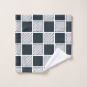 Navy Blue Black en White Checkerboard Pattern Bad Handdoek (Wasdoekje)