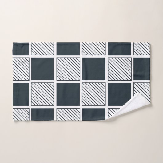 Navy Blue Black en White Checkerboard Pattern Bad Handdoek (Handdoek)