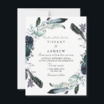 Navy Blue Black Floral Wreath Wedding Invitation Kaart<br><div class="desc">Navy Blue Black Floral Wreath Wedding Invitation Bekijk collectie in niche en nestwinkel</div>