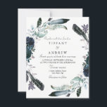 Navy Blue Black Floral Wreath Wedding Invitation Kaart<br><div class="desc">Navy Blue Black Floral Wreath Wedding Invitation Bekijk collectie in niche en nestwinkel</div>