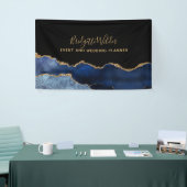 Navy Blue Black Gold Foil Agate Event Planner Spandoek (Beurs)