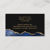 Navy Blue Black Gold Foil Agate Event Planner Visitekaartje (Achterkant)