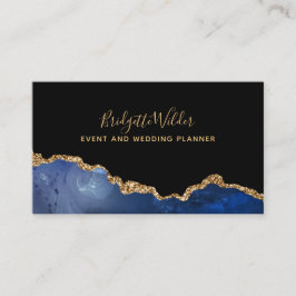 Navy Blue Black Gold Foil Agate Event Planner Visitekaartje