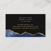 Navy Blue Black Gold Foil Agate Makeup Artist Visitekaartje (Achterkant)