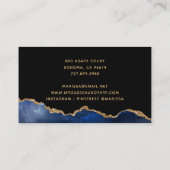 Navy Blue Black Gold Foil Agate Notional Public Visitekaartje (Achterkant)