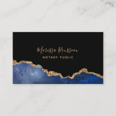 Navy Blue Black Gold Foil Agate Notional Public Visitekaartje (Voorkant)
