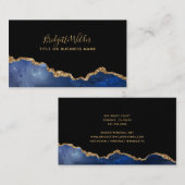 Navy Blue Black Gold Glitter Agate Visitekaartje (Voorkant / Achterkant)