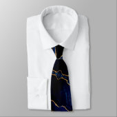 Navy Blue Black Gold Glitter Neck Tie Stropdas (Gebonden)