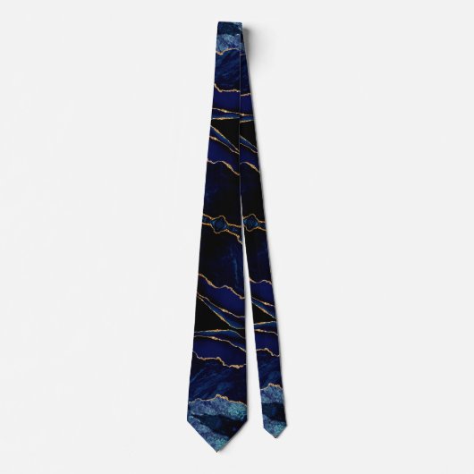 Navy Blue Black Gold Glitter Neck Tie Stropdas (Voorkant)