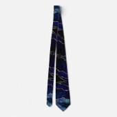 Navy Blue Black Gold Glitter Neck Tie Stropdas (Achterkant)