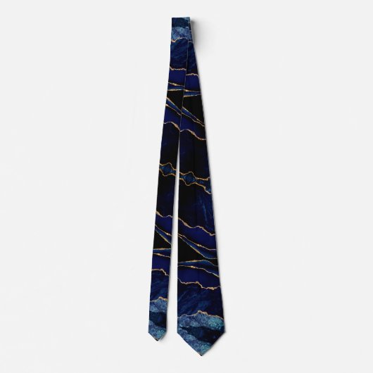 Navy Blue Black Gold Glitter Neck Tie Stropdas (Achterkant)