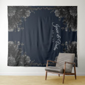 Navy Blue Black Grey Gothic Weddenschap Foto Wandkleed (In Situ (horizontaal))