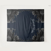 Navy Blue Black Grey Gothic Weddenschap Foto Wandkleed (Voorkant (horizontaal))