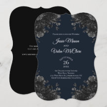 Navy Blue Black Grey Rozen Gothic Elegant Wedding