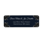 Navy Blue Black Grey Rozen Gothic Wedding Etiket (Voorkant)