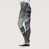 Navy Blue Black Marble Agate Silver Glitter Glam 2 Leggings (Links)