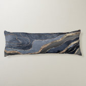 Navy Blue Black marmer Agate Gold Glitter Glam #2 Lichaamskussen (Achterkant)