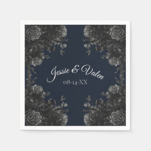 Navy Blue Black Rozen Wedding Servet