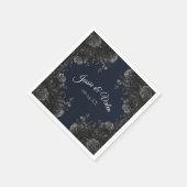 Navy Blue Black Rozen Wedding Servet (Hoek)