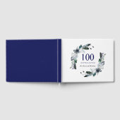 Navy Blue Black White Floral 100th Birthday Gastenboek (Volledig)