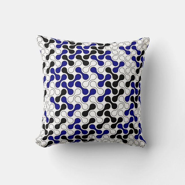 Navy Blue Black White Geometric Metaball Pattern Kussen (Voorkant)