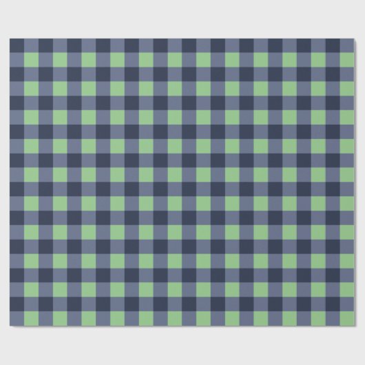 Navy Blue Blauwgroen Classic Gingham Check Pset Cadeaupapier (Vlak)