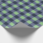Navy Blue Blauwgroen Classic Gingham Check Pset Cadeaupapier (Hoek)