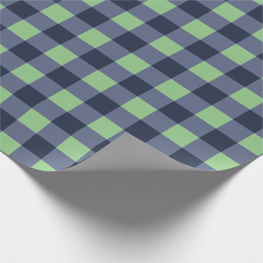 Navy Blue Blauwgroen Classic Gingham Check Pset Cadeaupapier (Hoek)