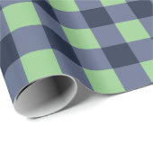 Navy Blue Blauwgroen Classic Gingham Check Pset Cadeaupapier (Rol Hoek)