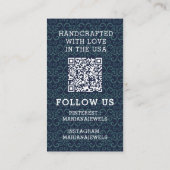 Navy Blue Blauwgroen Damask Pattern die Display Ka Visitekaartje (Achterkant)