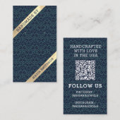 Navy Blue Blauwgroen Damask Pattern die Display Ka Visitekaartje (Voorkant / Achterkant)