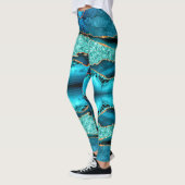 Navy Blue Blauwgroen Gold Aqua Turquoise Leggings (Links)
