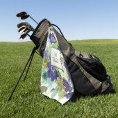 Navy Blue Blauwgroen Lemon Yellow Floral Monogram Golfhanddoek (Groen)