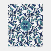 Navy Blue blauwgroen School Team Kleuren Volleybal Fleece Deken (Voorkant)