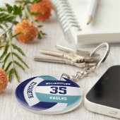 Navy Blue blauwgroen volleybal team geschenken Sleutelhanger (Voorkant Rechts)