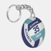 Navy Blue blauwgroen volleybal team geschenken Sleutelhanger (Voorkant Links)