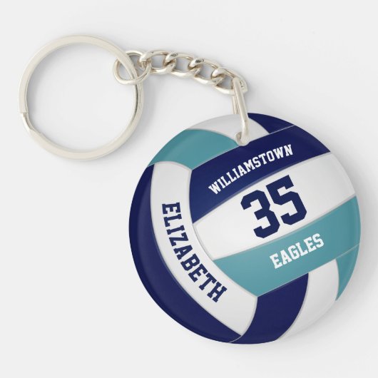 Navy Blue blauwgroen volleybal team geschenken Sleutelhanger (Voorkant)