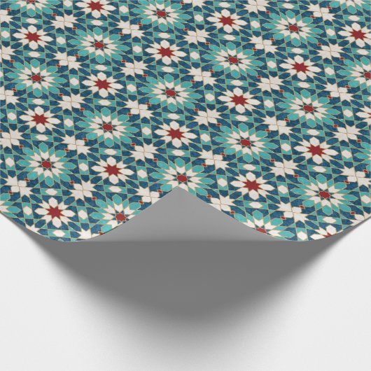 Navy Blue Blauwgroen witte marmer Marokkaanse moza Cadeaupapier (Hoek)