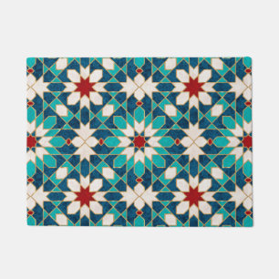 Navy Blue Blauwgroen witte marmer Marokkaanse moza Deurmat