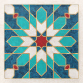 Navy Blue Blauwgroen witte marmer Marokkaanse moza Glazen Onderzetter (Voorkant)